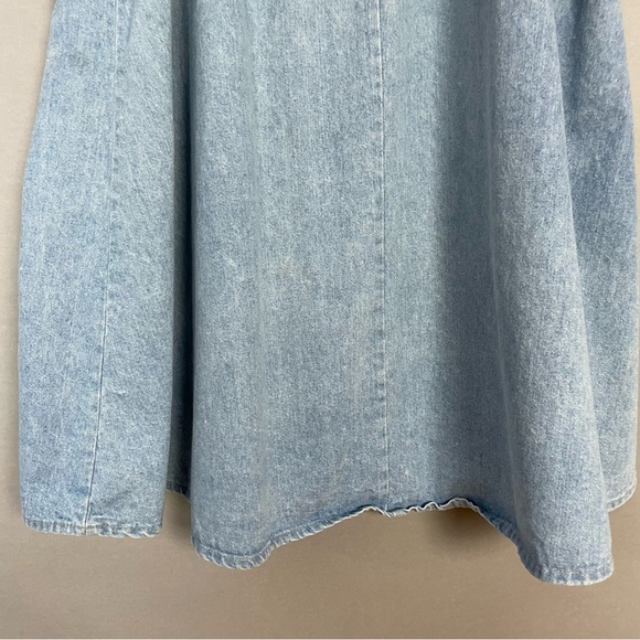 Vintage Denim Skirt Women Plus Size Elastic Waistband FLAWS Faded Blue Midi Jean - Picture 6 of 16